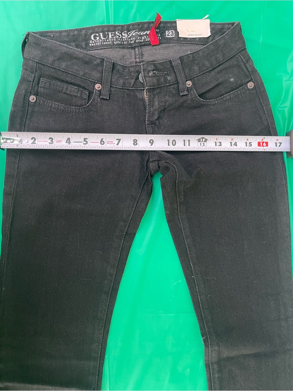 Y2K LOW RISE GUESS SKINNY JEANS BLACK NEW WITH TAGS SIZE 23 - Picture 8 of 15